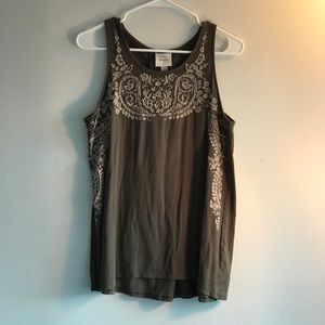 Knox Rose Army Green Embroidered Tank Top